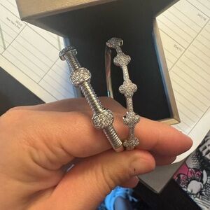 Silver Rhinestone Bracelets Set